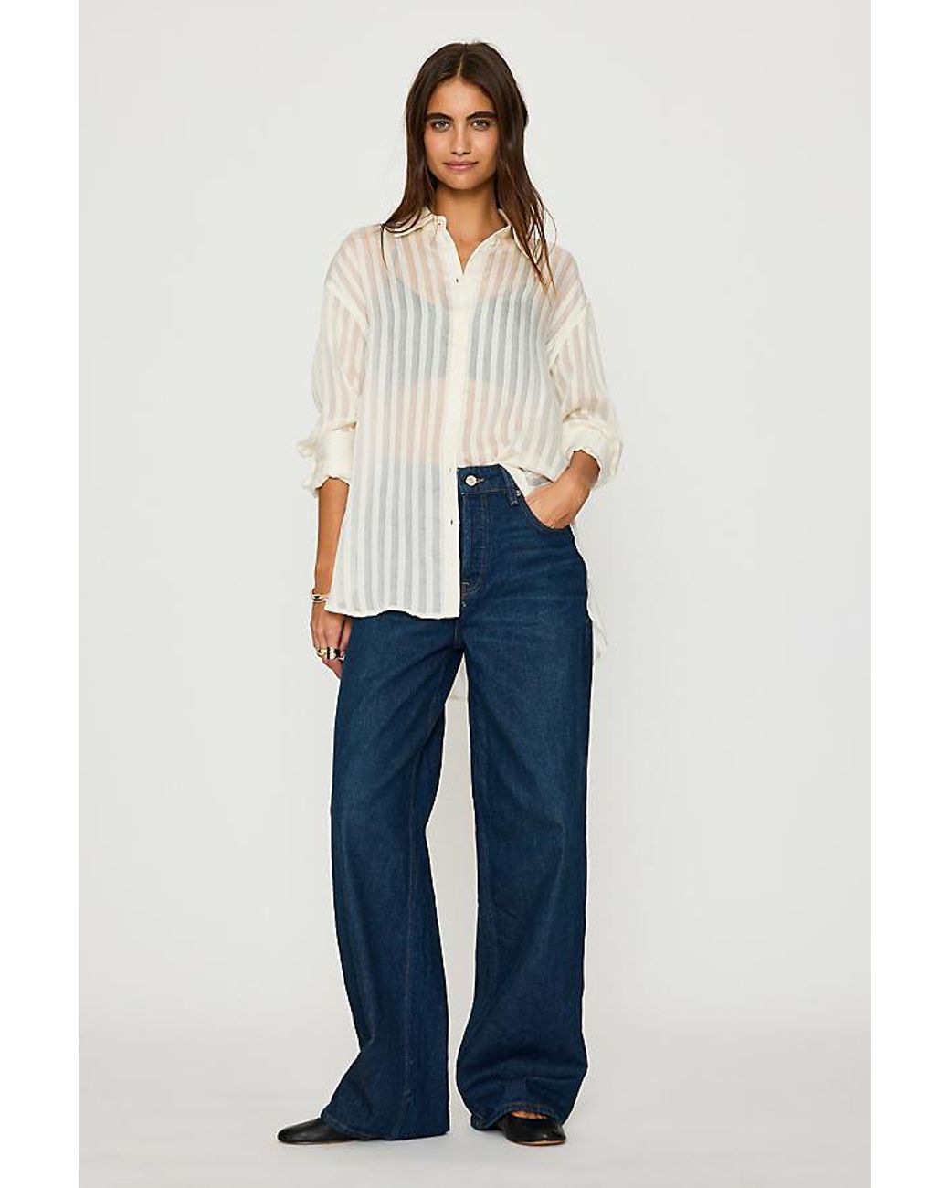 GOOD AMERICAN Blue Good Waist Palazzo Jeans