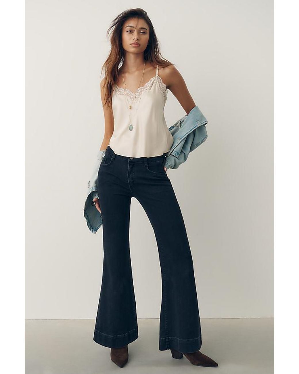 Pilcro Blue Retro Mid-Rise Flare Jeans