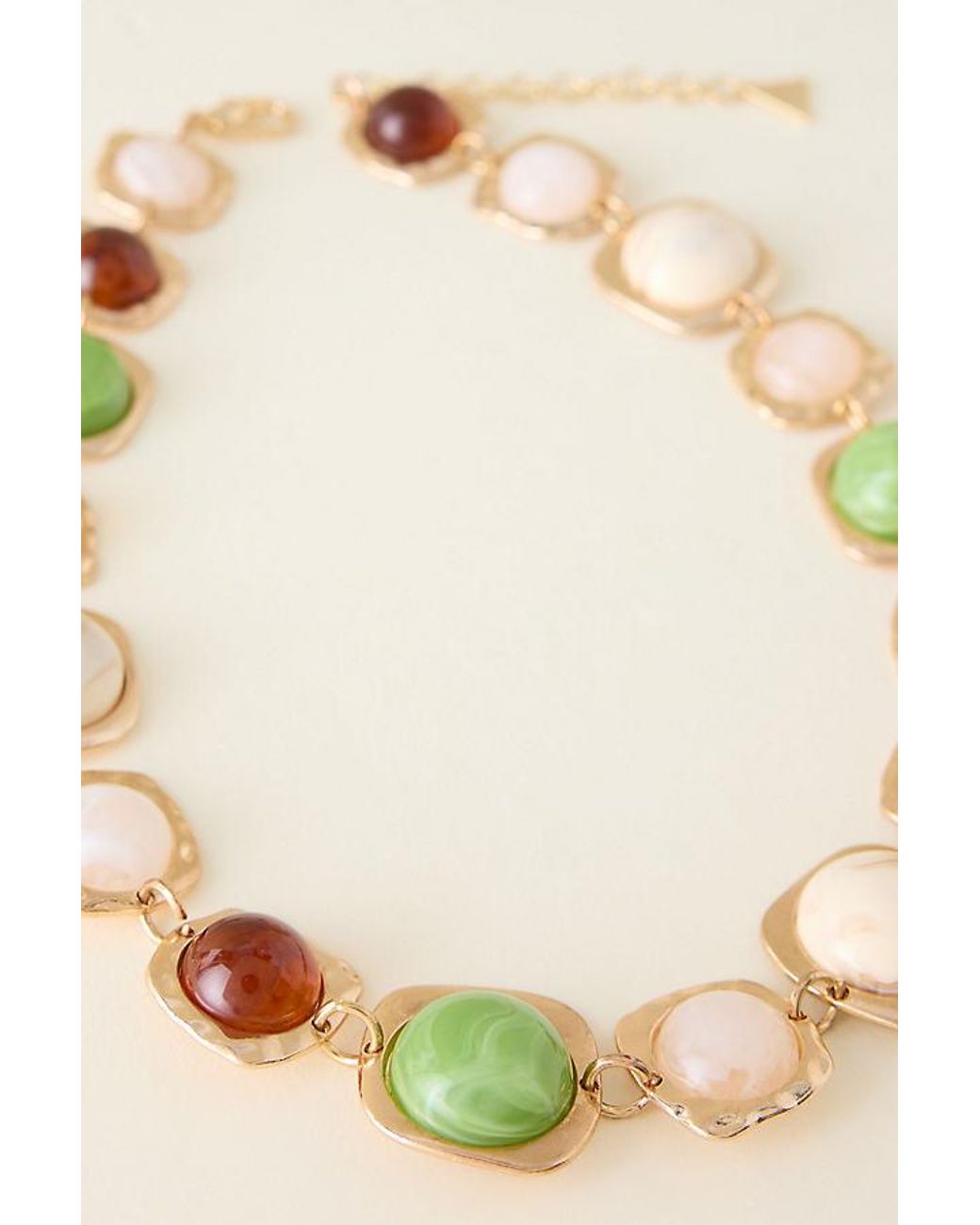 By Anthropologie Brown Plated Resin Stone Necklace