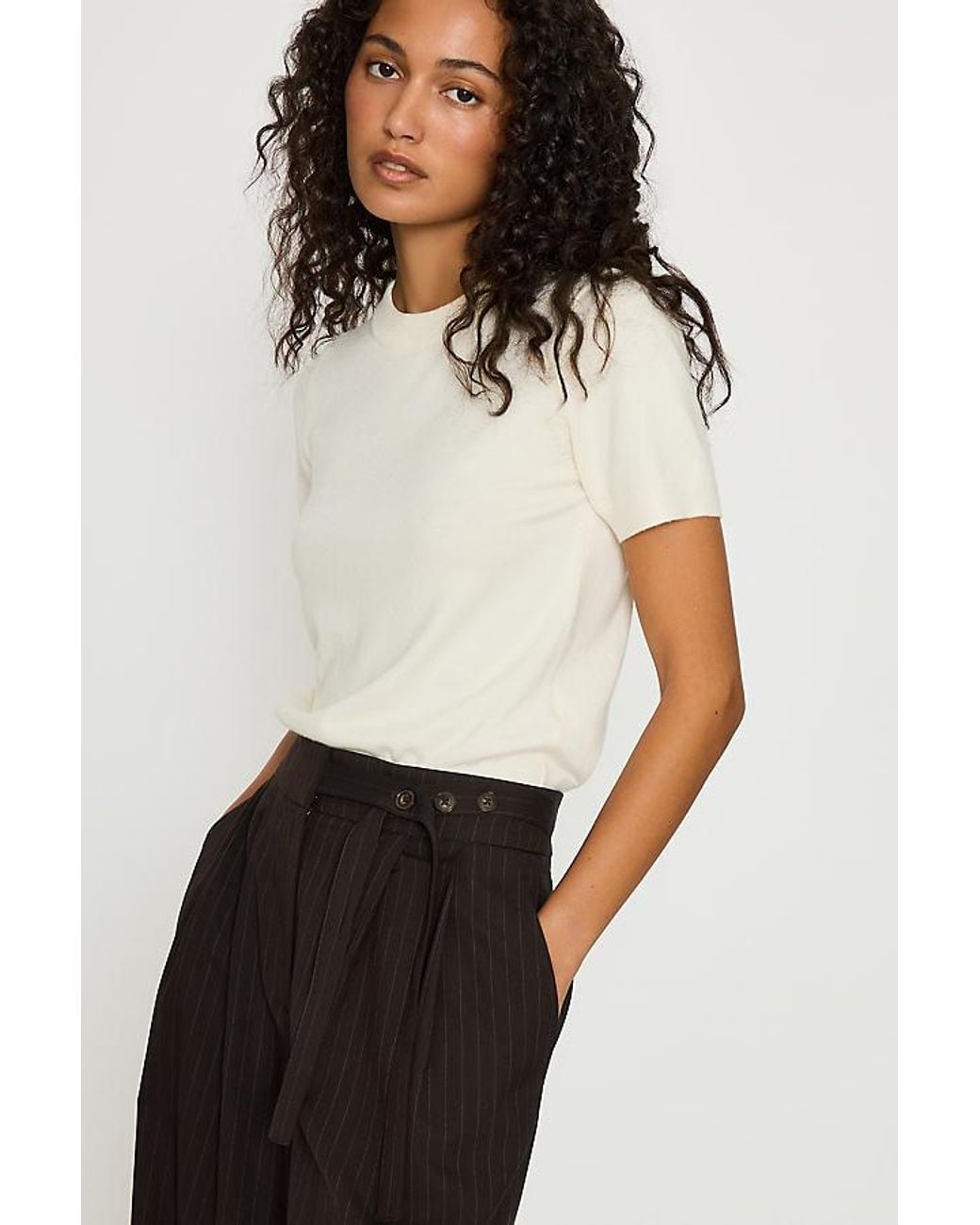 By Anthropologie Multicolor Button-Waist Tailored Trousers