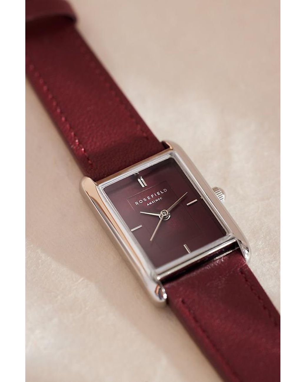 ROSEFIELD Pink Rosefield Heirloom Burgundy Leather Wrist Watch