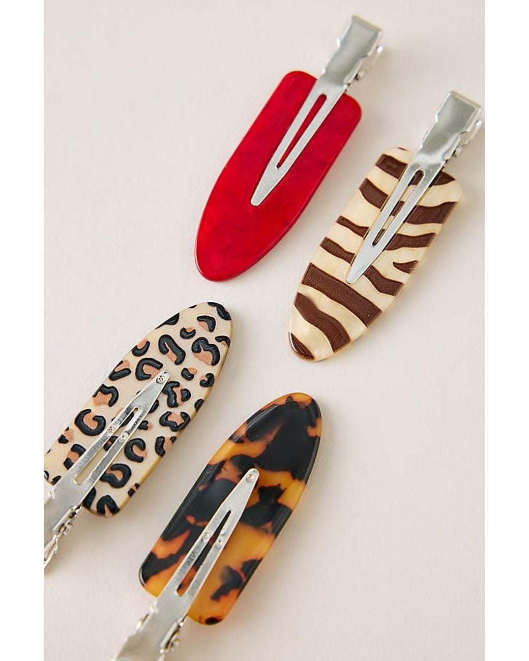 Frasier Sterling Multicolor Animal-Print Creaseless Clips, Set Of 4