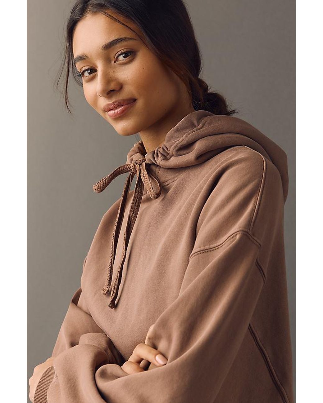 Daily Practice Brown Drawstring Hoodie