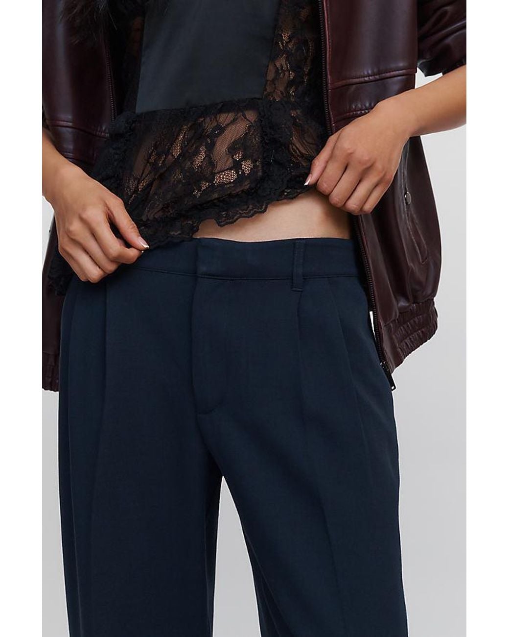 Maeve Blue Heddie High-Rise Pleated Trousers