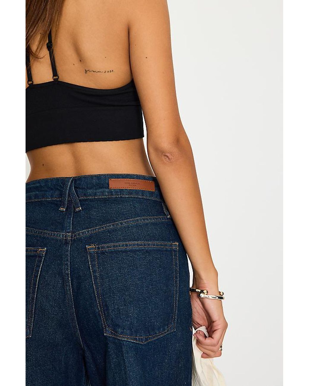 GOOD AMERICAN Blue Good Waist Palazzo Jeans