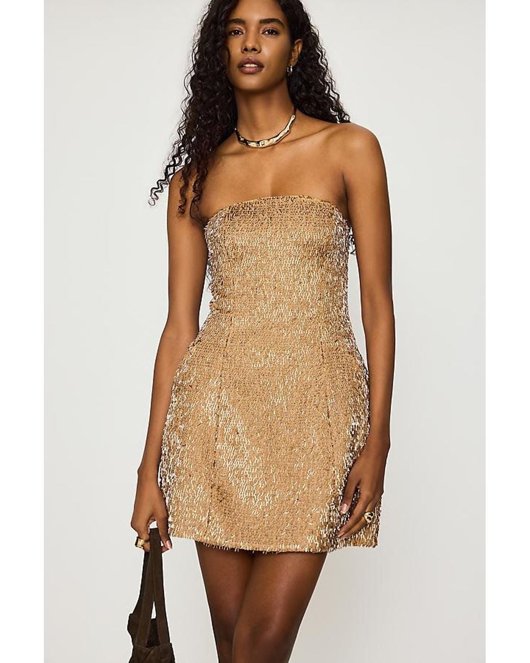 Bardot Blue Florine Sequin Strapless Hourglass Mini Dress