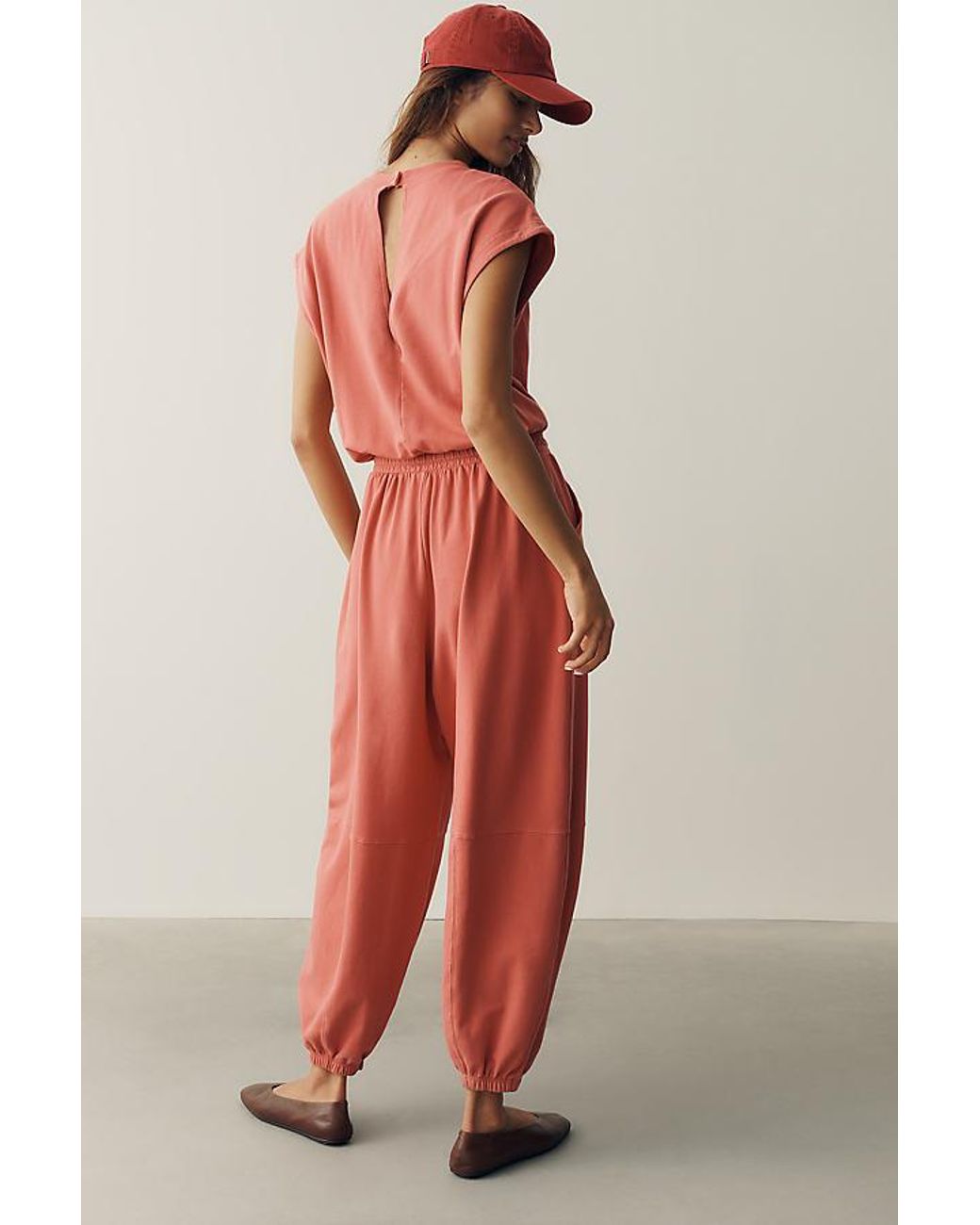 Daily Practice Red Short Sleeve Knit Jumpsuit