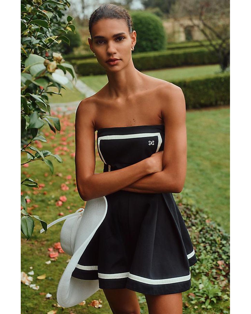 Maeve Black Strapless Cotton Playsuit