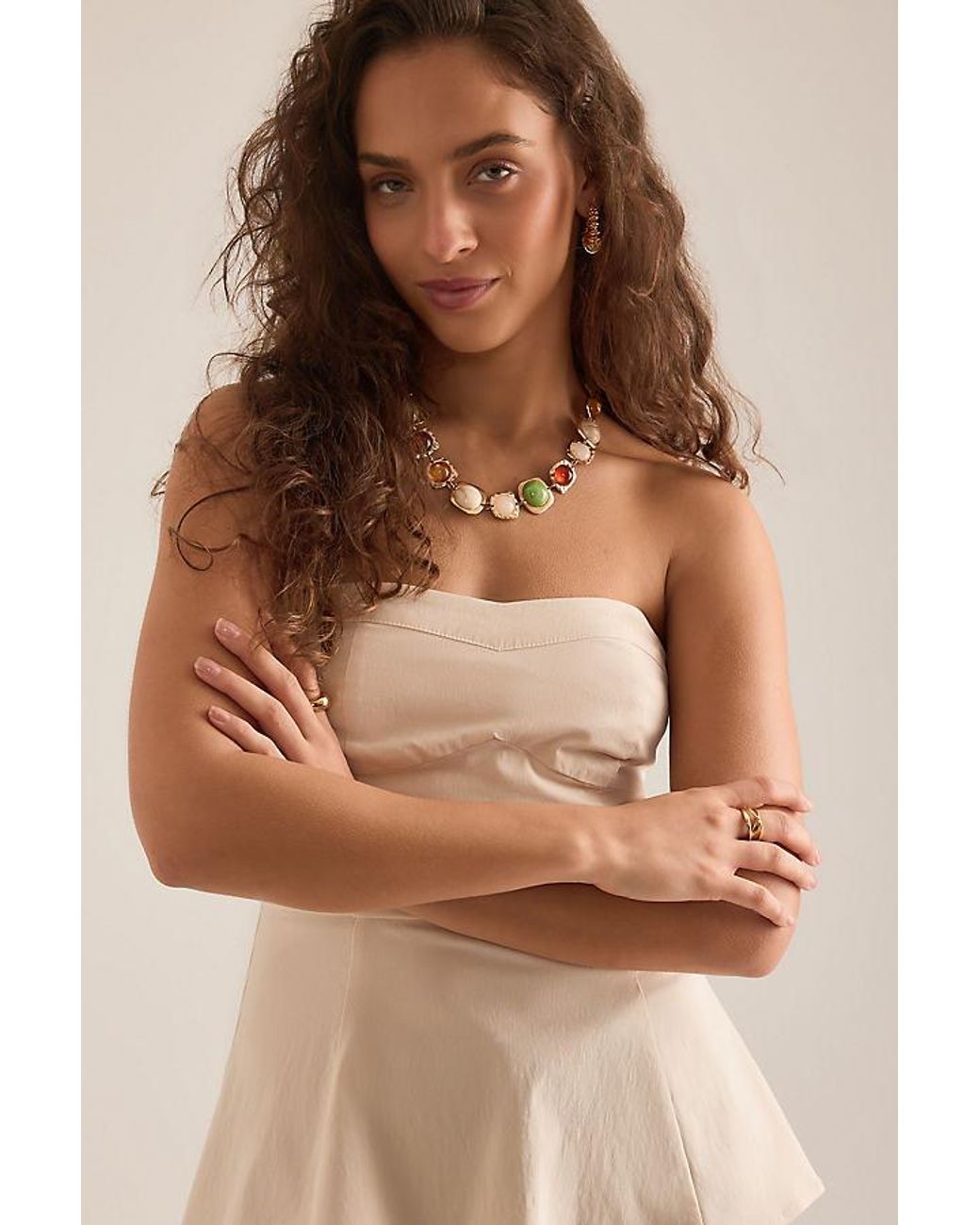By Anthropologie Brown Plated Resin Stone Necklace