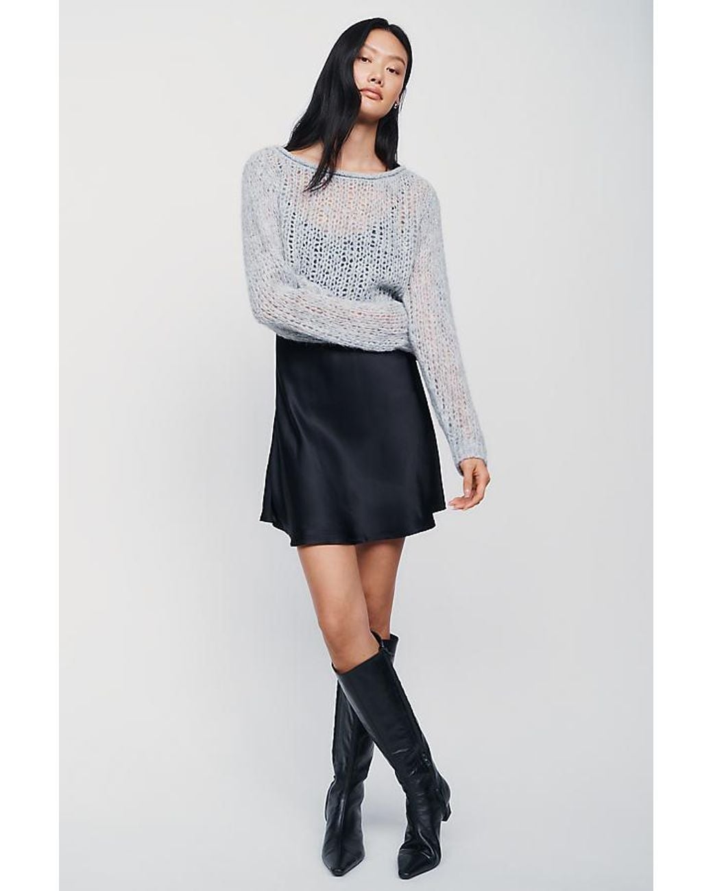 By Anthropologie Blue Twofer Slip + Jumper Mini Dress