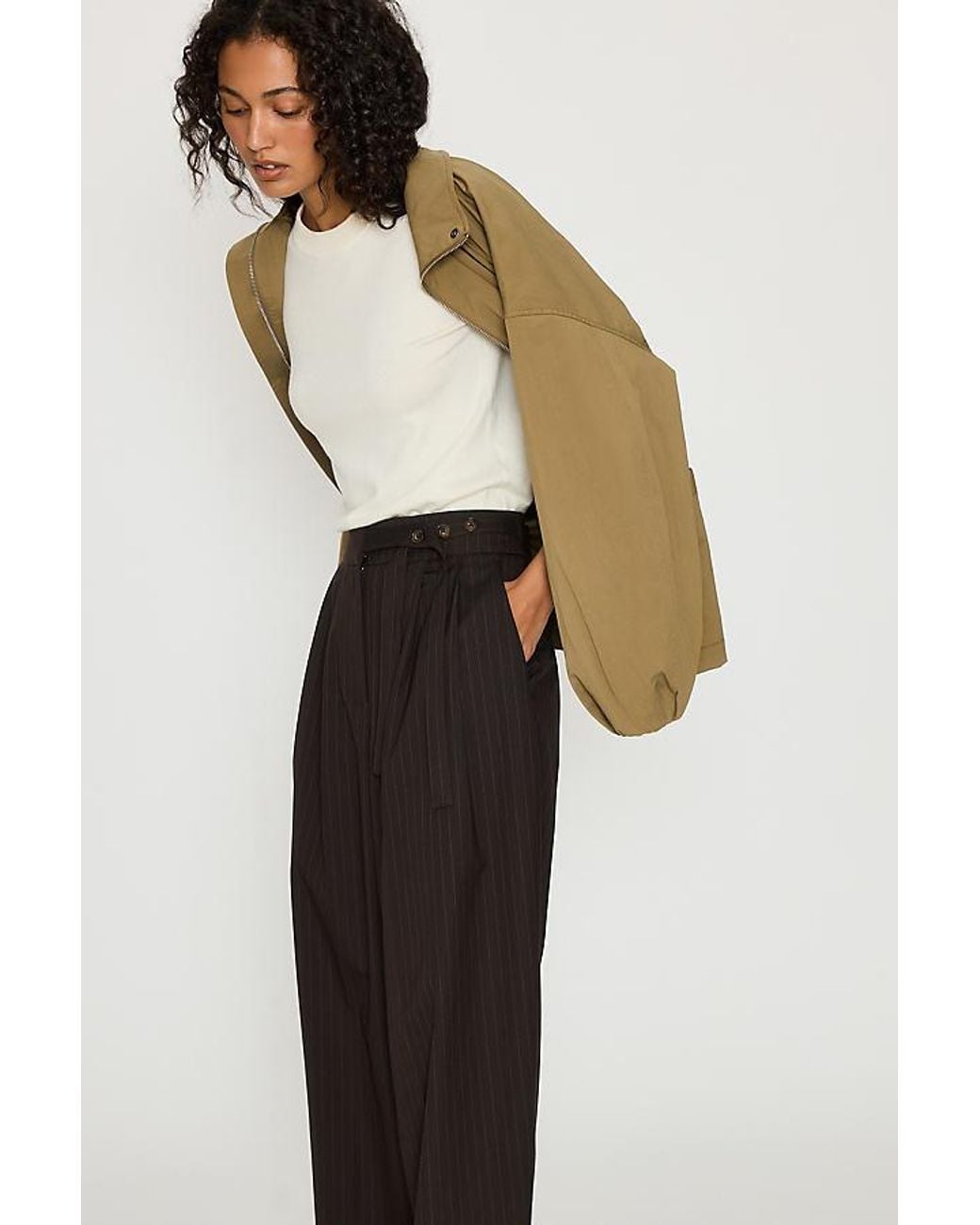 By Anthropologie Multicolor Button-Waist Tailored Trousers