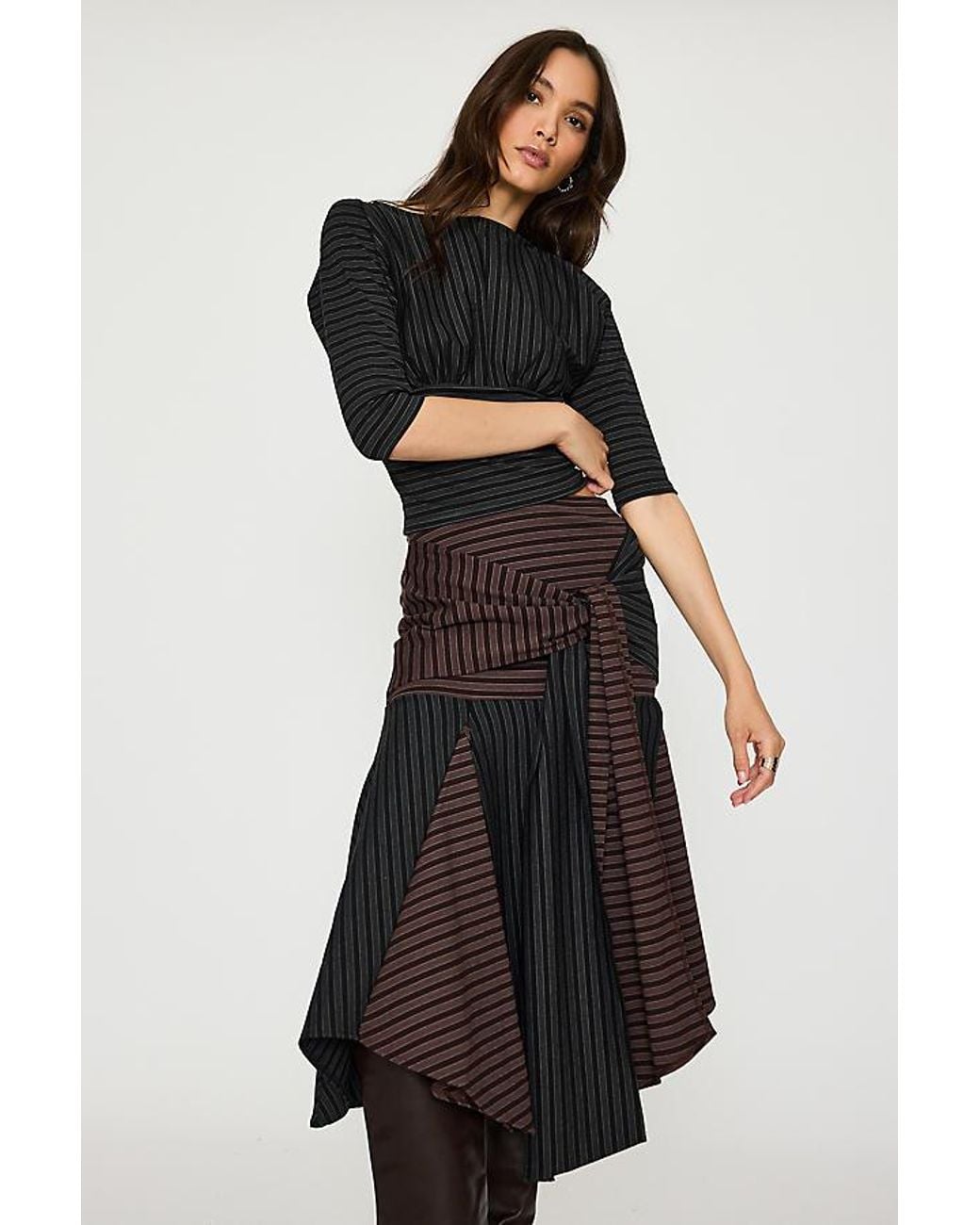 Feners Black Promesa Flared Midi Skirt