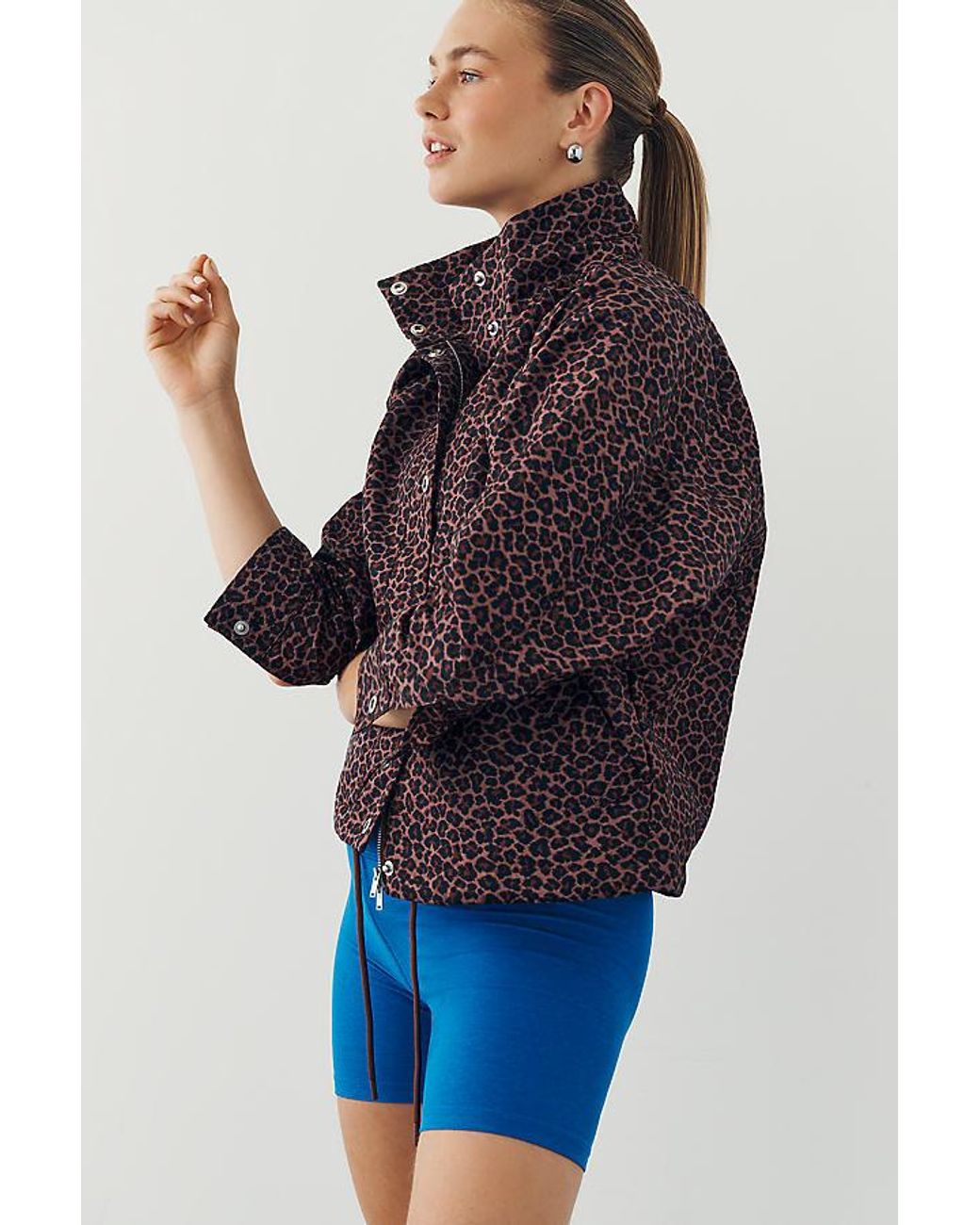 Daily Practice Blue Nylon Funnel-Neck Jacket