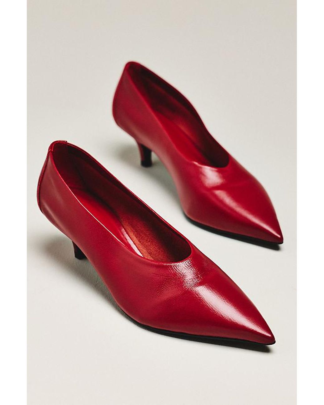 By Anthropologie Natural Pointed-Toe Kitten-Heel Pumps