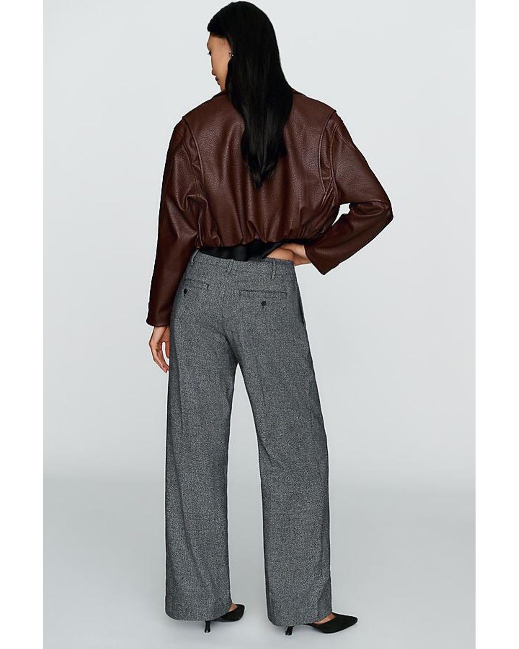 Maeve Black Wool-Blend Low-Rise Trousers