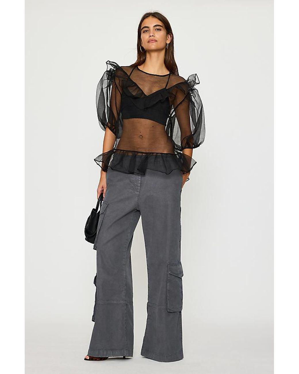 By Anthropologie Black Conna Straight-Leg Cargo Pants