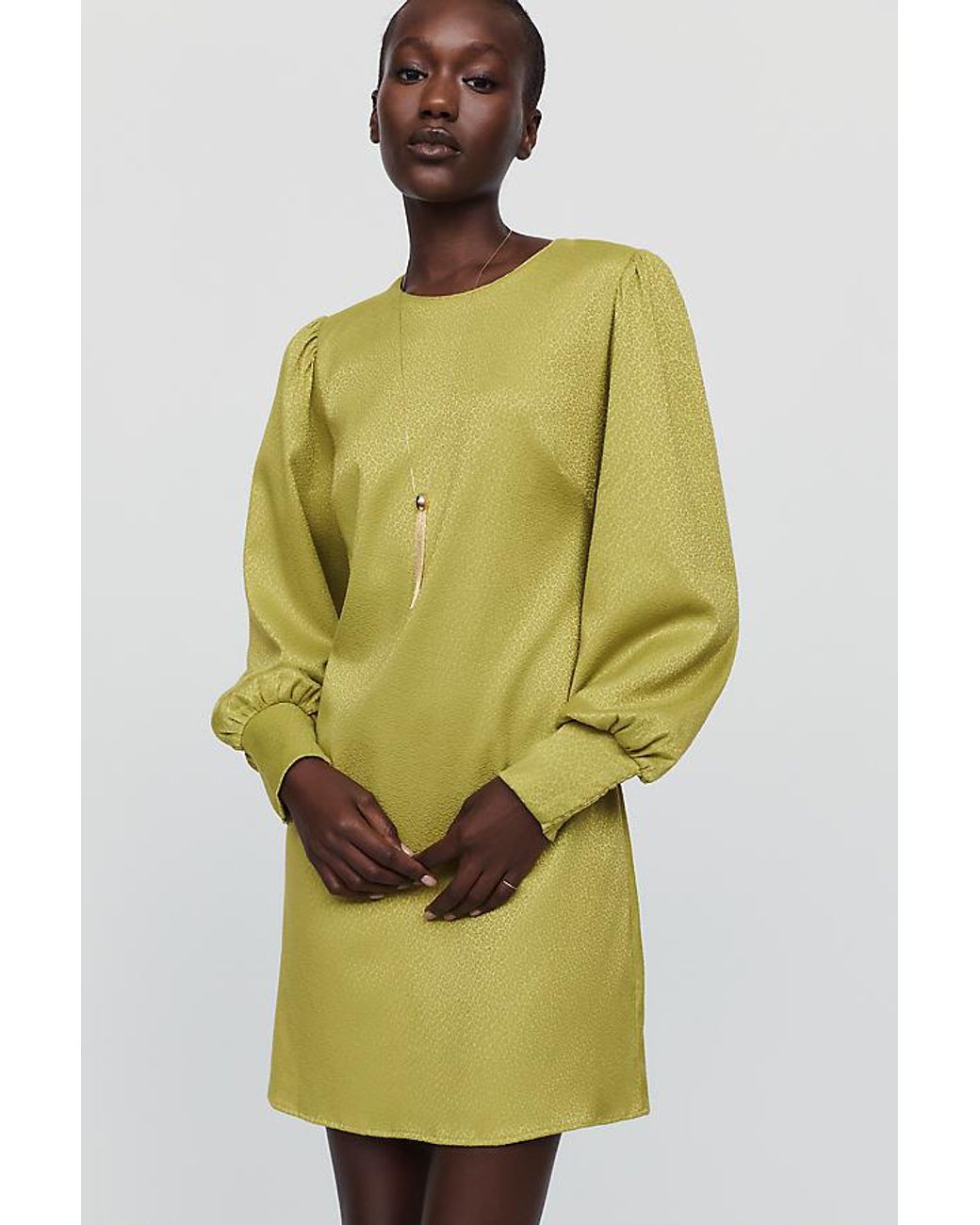By Anthropologie Yellow Satin Mini Dress