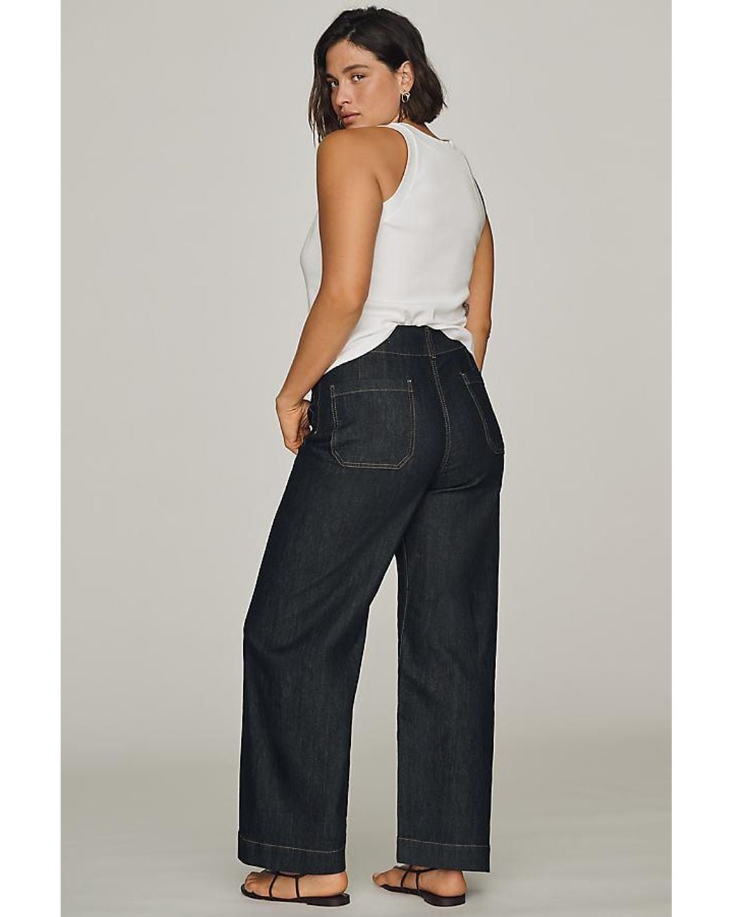 Maeve Blue The Colette Full-Length Wide-Leg Jeans By