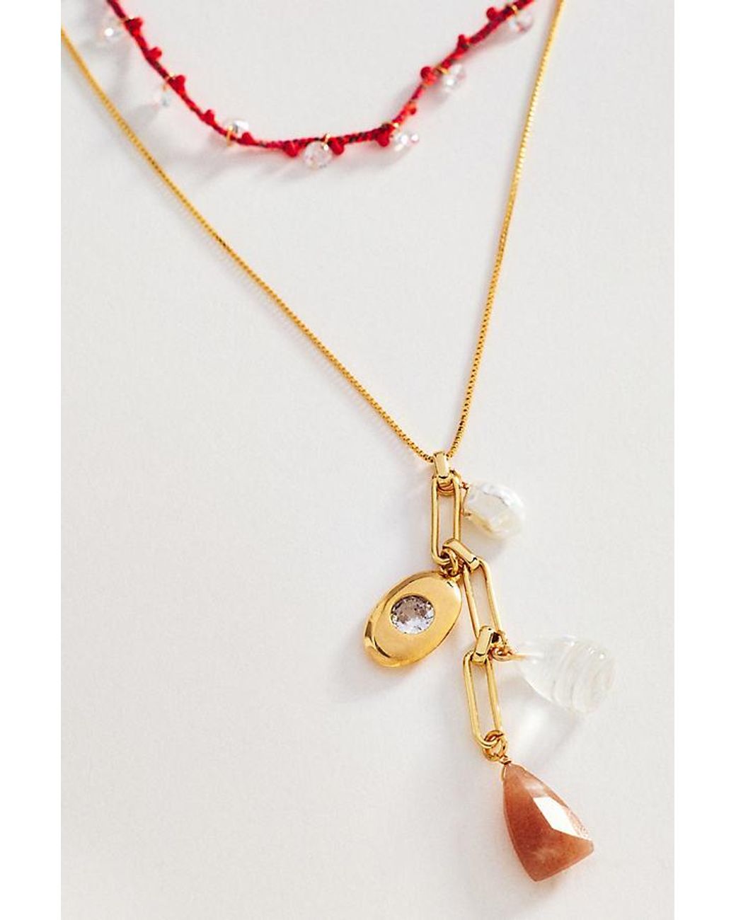 By Anthropologie White Threaded Layered Necklaces, Set Of 2