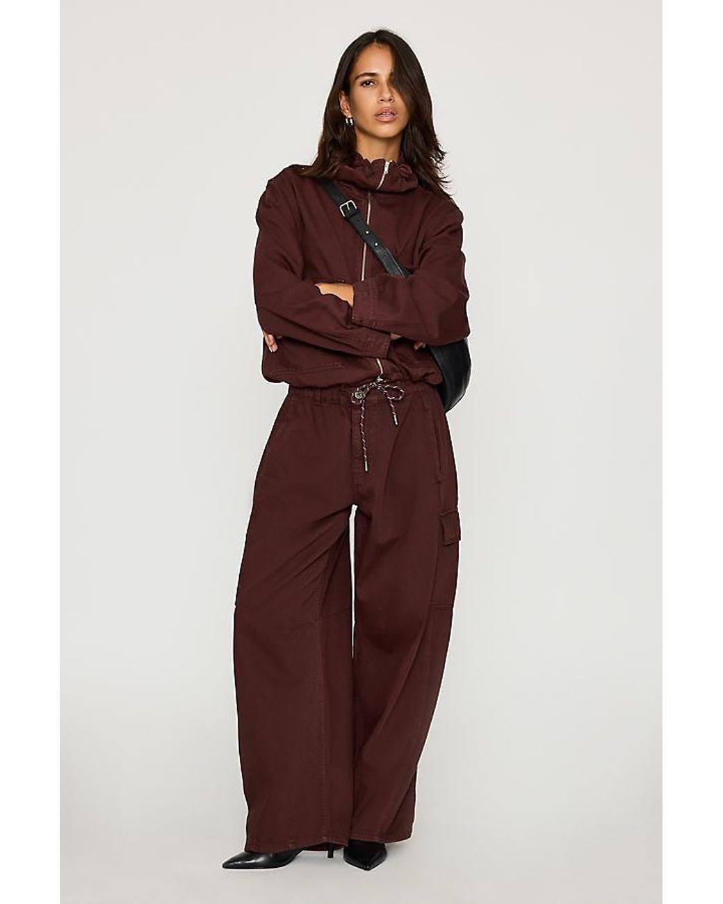 By Anthropologie Purple Frankie Barrel Leg Cargo Trousers