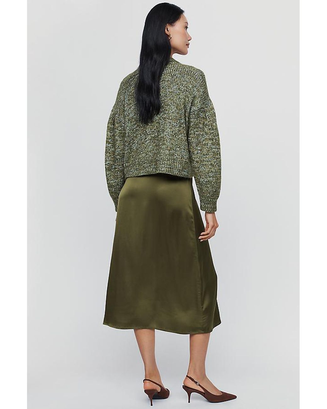 By Anthropologie Green Marled Twofer Jumper + Dress Set