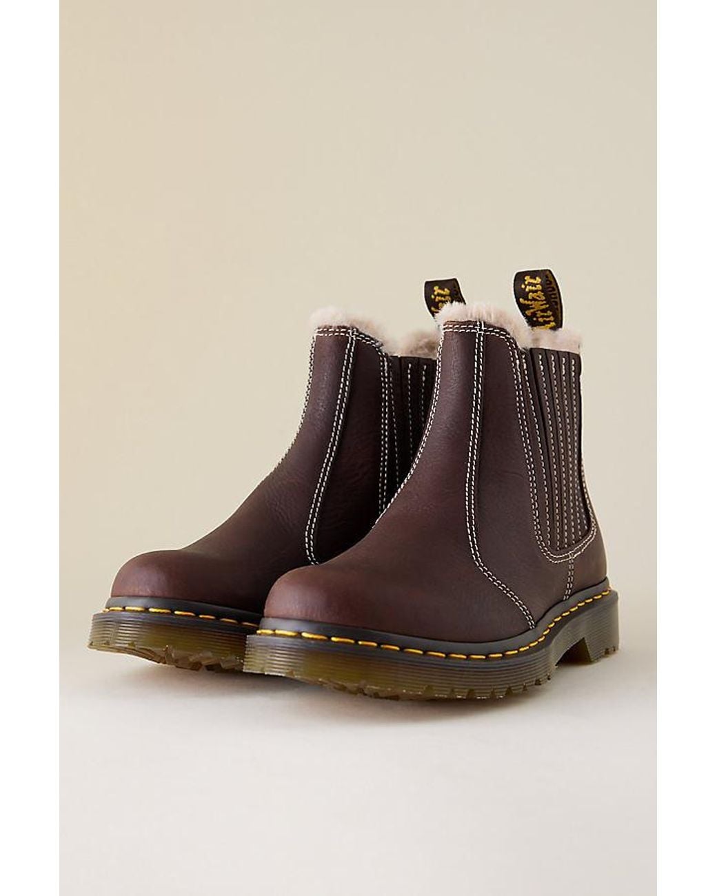 Dr. Martens Brown 2976 Leonore Ii Faux-Fur Lined Leather Chelsea Boots