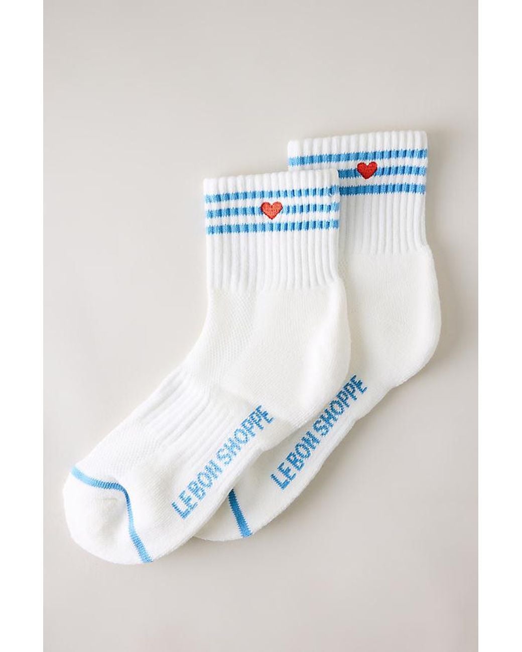 LE BON SHOPPE Blue Heart Stripe Socks
