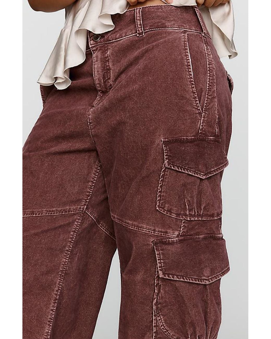 Pilcro Purple Aero Corduroy Wide-Leg Cargo Pants By