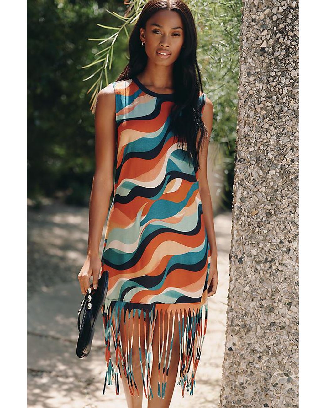Celandine Multicolor Knit Fringe Mini Dress