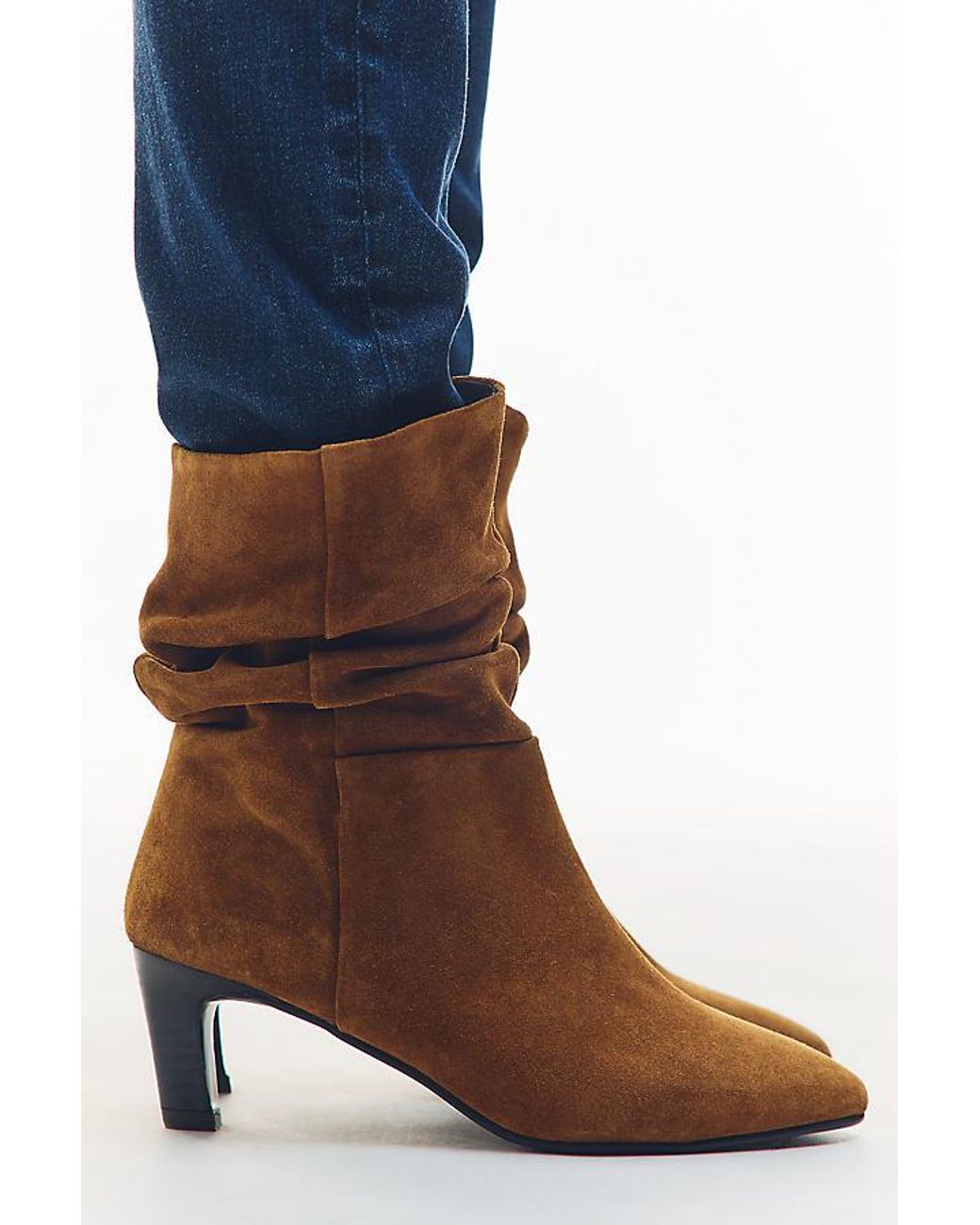 By Anthropologie Brown Suede Scrunch Boots