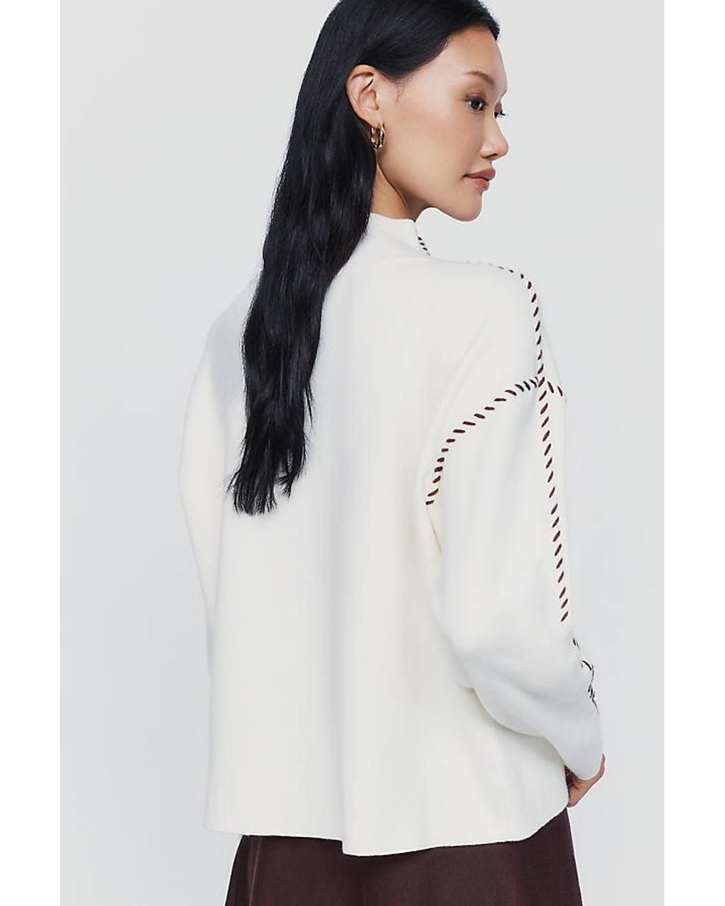 Maeve White Carys Mock-Neck Jumper