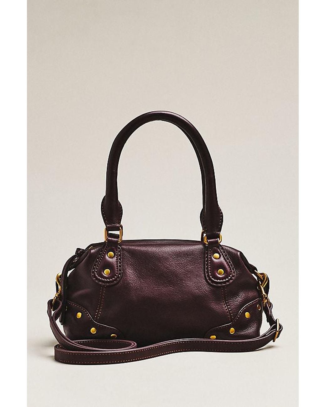 By Anthropologie Purple Arina Leather Mini Satchel Bag