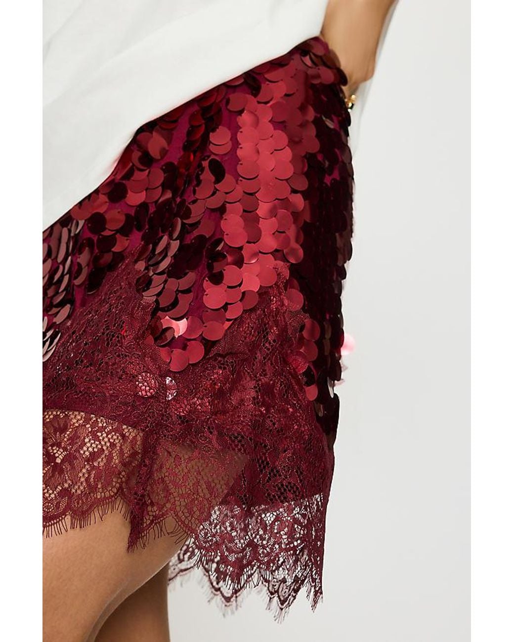 Never Fully Dressed Red Sequin Maeva Mini Skirt