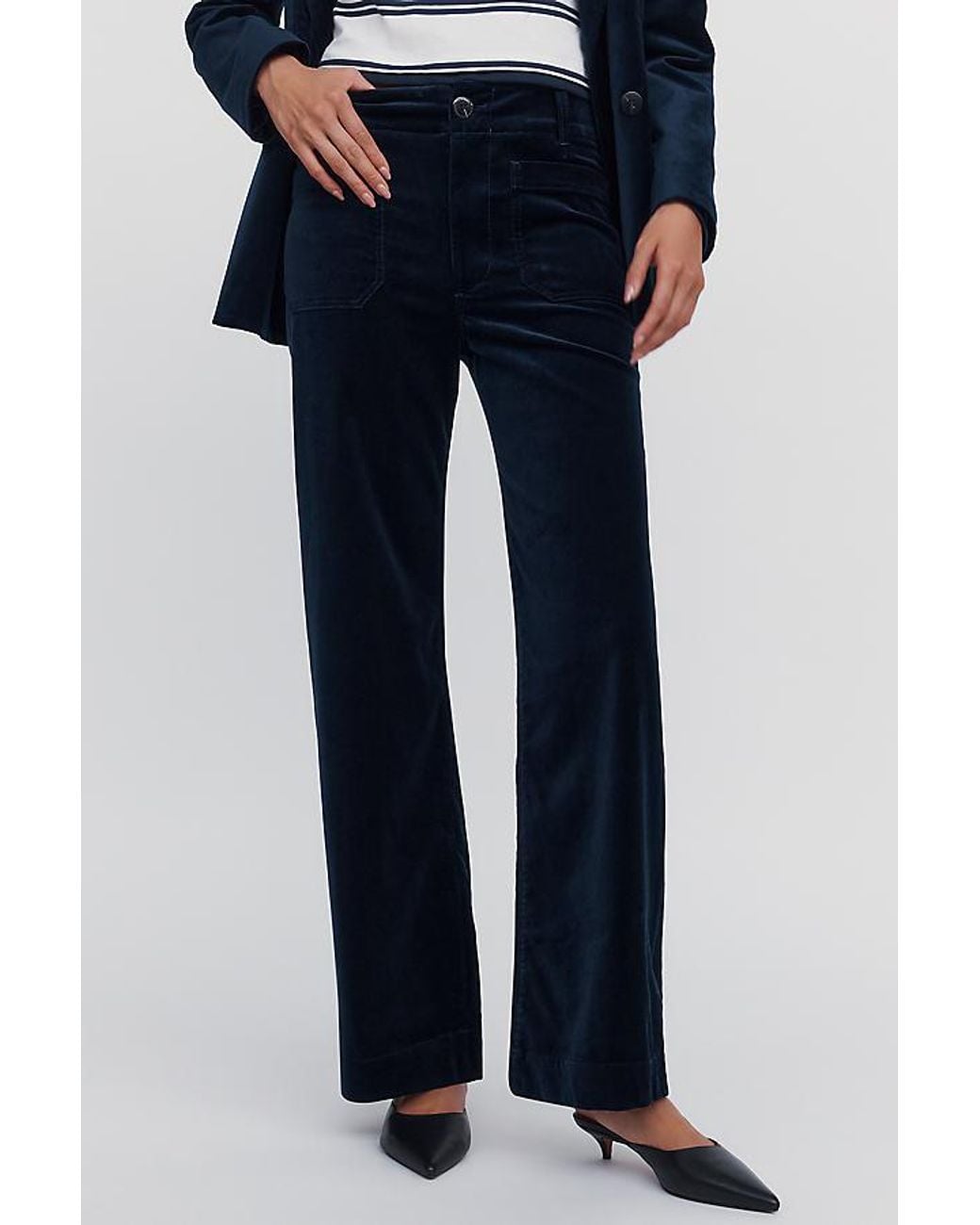Maeve Blue The Colette Full-Length Velvet Trousers By