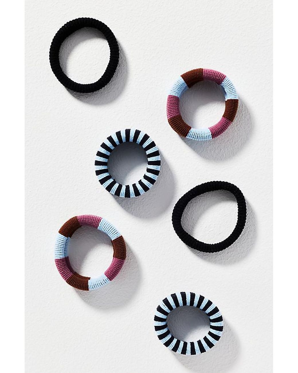 By Anthropologie Purple Striped Hair Ties, Set Of 6