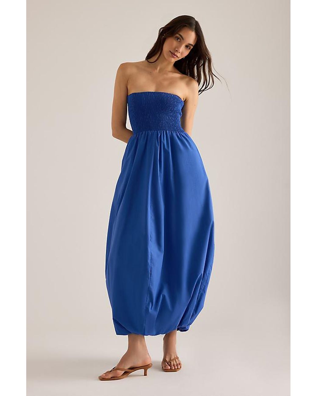 Faithfull The Brand Blue Lunaire Bandeau Bubble Midi Dress