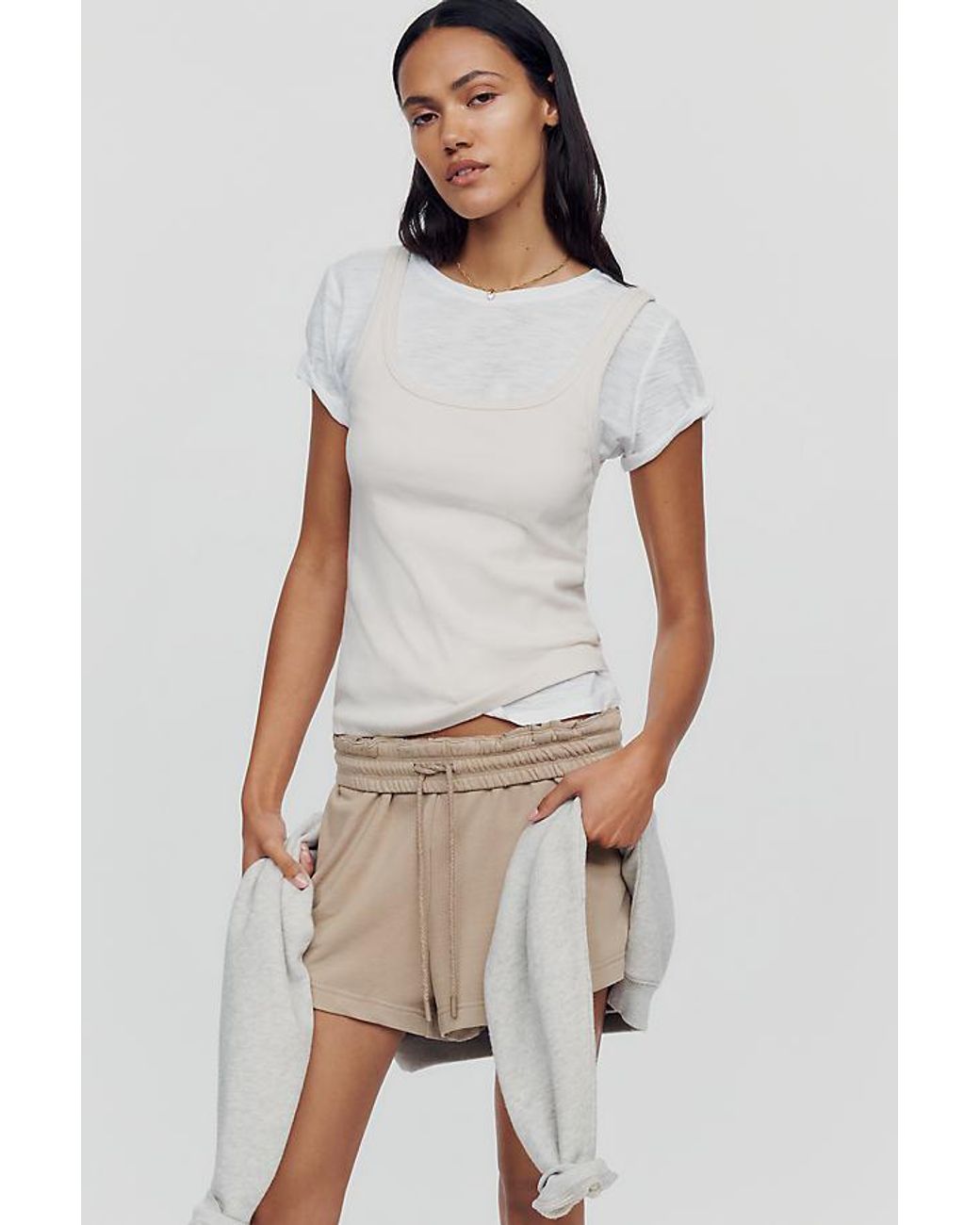 Pilcro Gray The Bennie Slim Crew Neck Cotton-Slub T-Shirt By