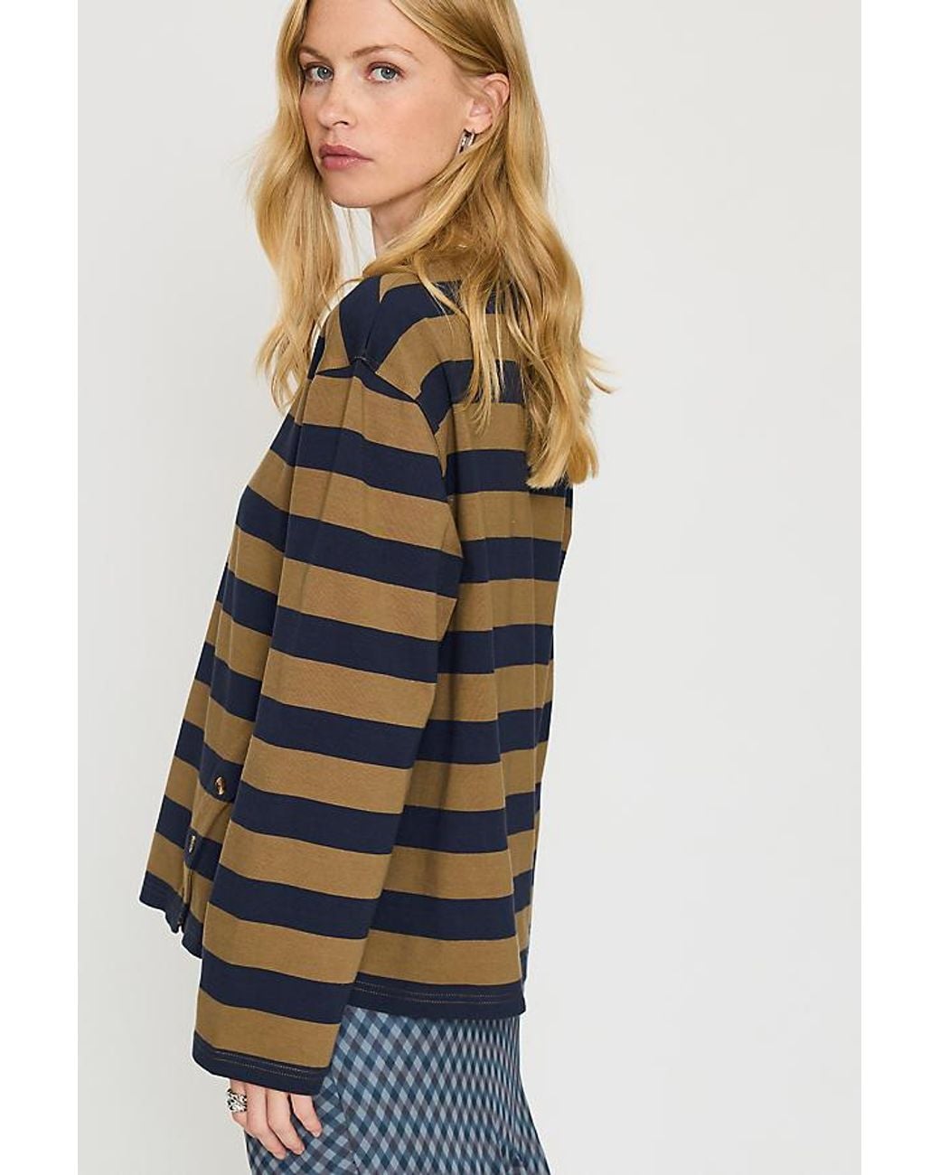 Damson Madder Blue Scottie Button-Detail Top