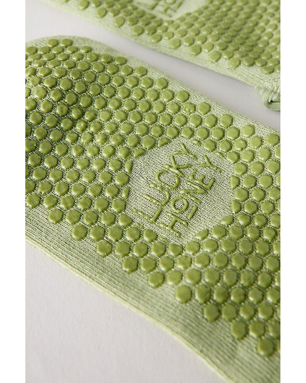 Lucky Honey Green Satin Bow Grip Socks