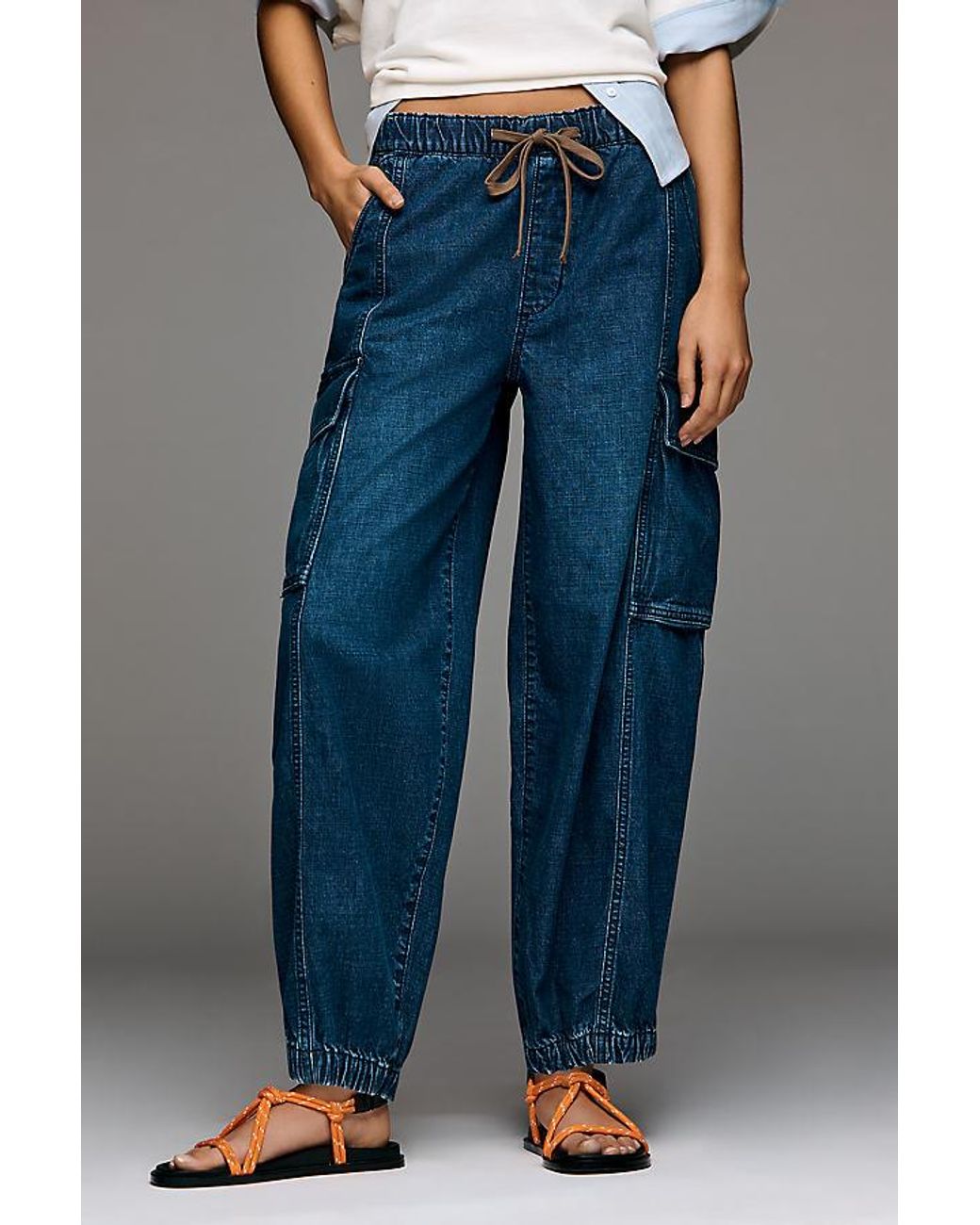 Pilcro Blue Victoire High-Rise Cargo Jogger Jeans