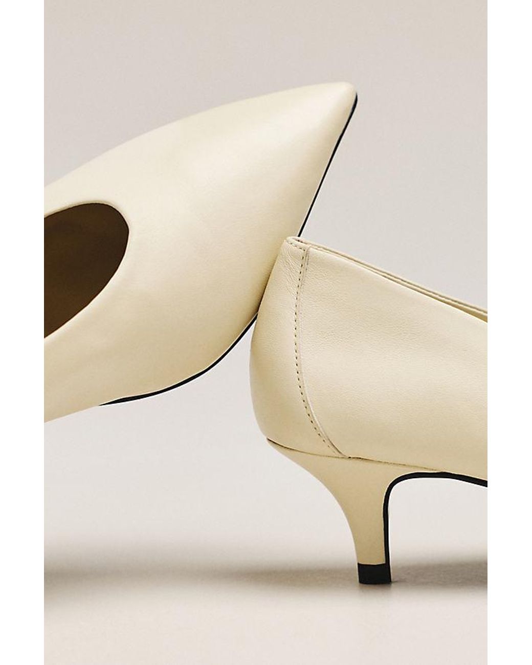 By Anthropologie Natural Pointed-Toe Kitten-Heel Pumps