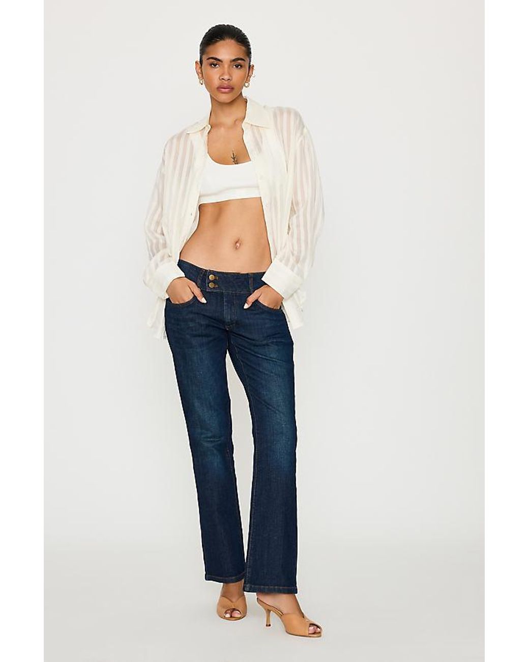 Pilcro Blue Low-Rise Bootcut Jeans