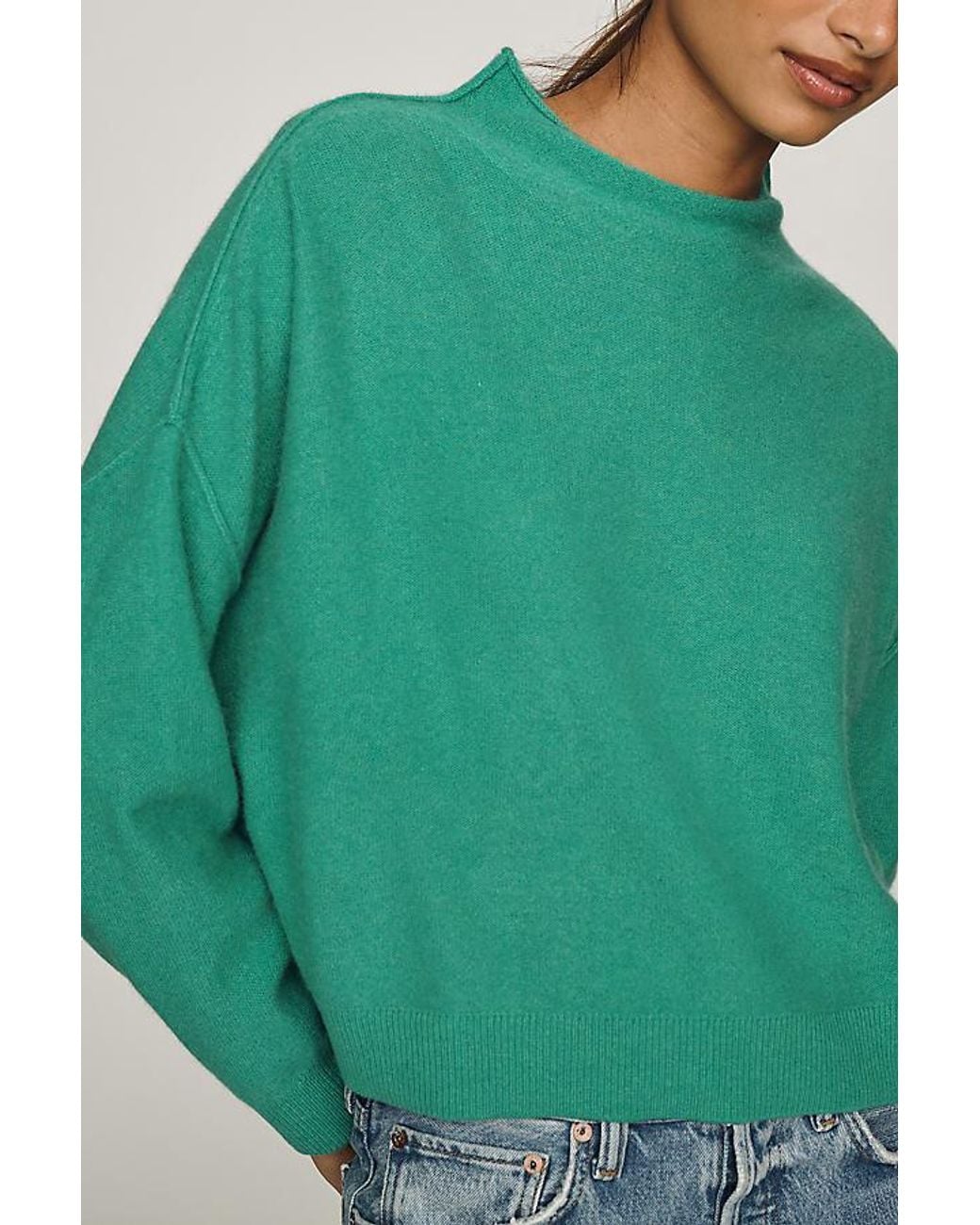 Pilcro Green Alani Cashmere Mock Neck Jumper