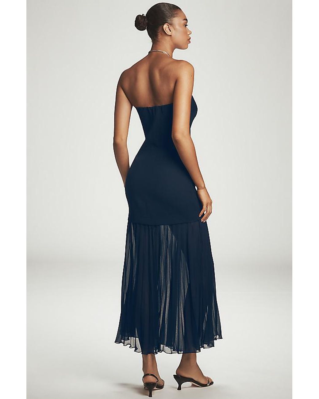 anthropologie blue strapless dress By Anthropologie Strapless Embroidered Lace Midi Dress