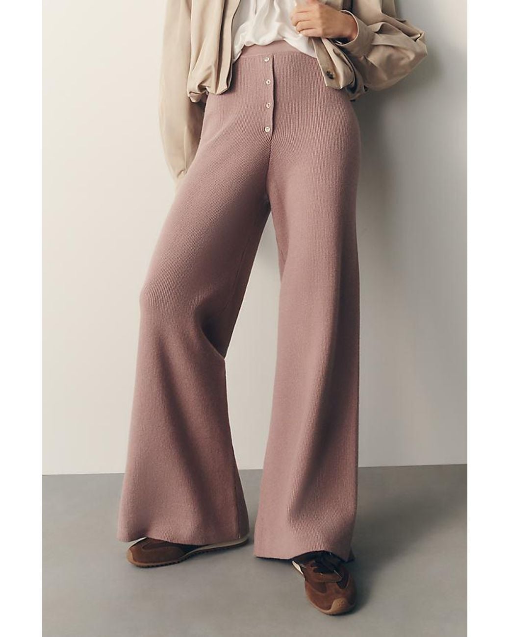 Daily Practice Natural Knit Wide-Leg Trousers