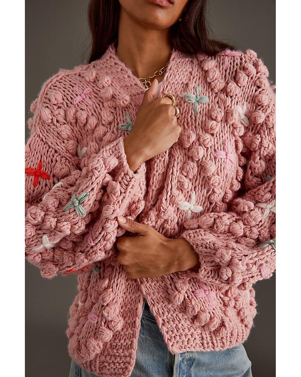 Bubble sleeve knit cardigan deals