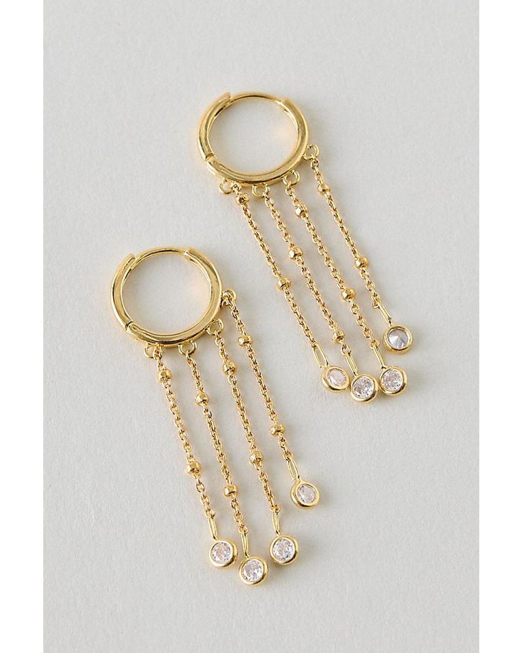 By Anthropologie White Plated Multi Drop Huggie Hoop Earrings
