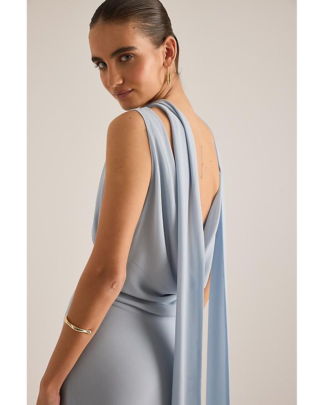Never Fully Dressed Blue Sophie Blurred Floral Maxi Dress