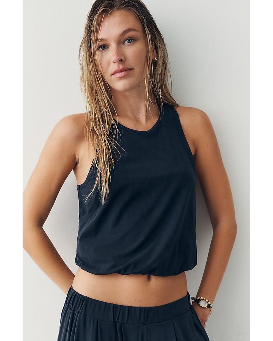 Daily Practice Black Bubble Twist Tank Top