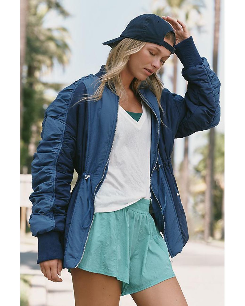 Daily Practice Blue Nylon Zip Trip Jacket